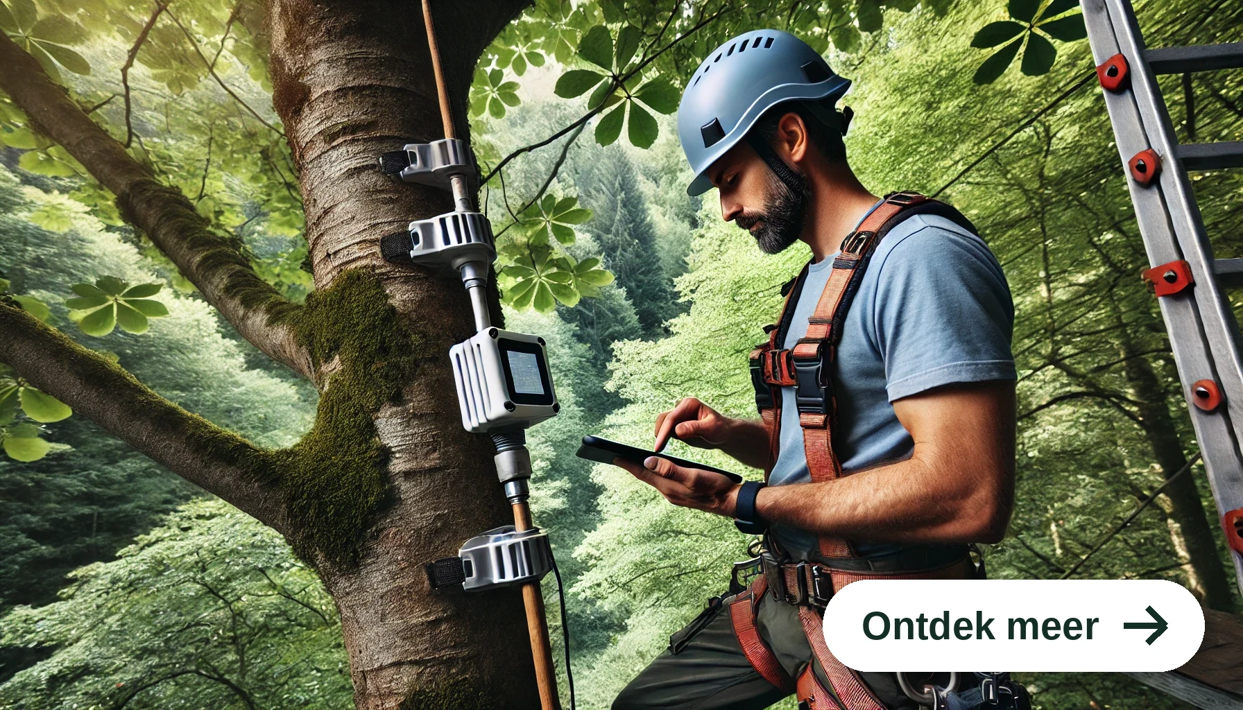 Boomverzorger die sensordata en dataplatform combineert voor digitale boommonitoring